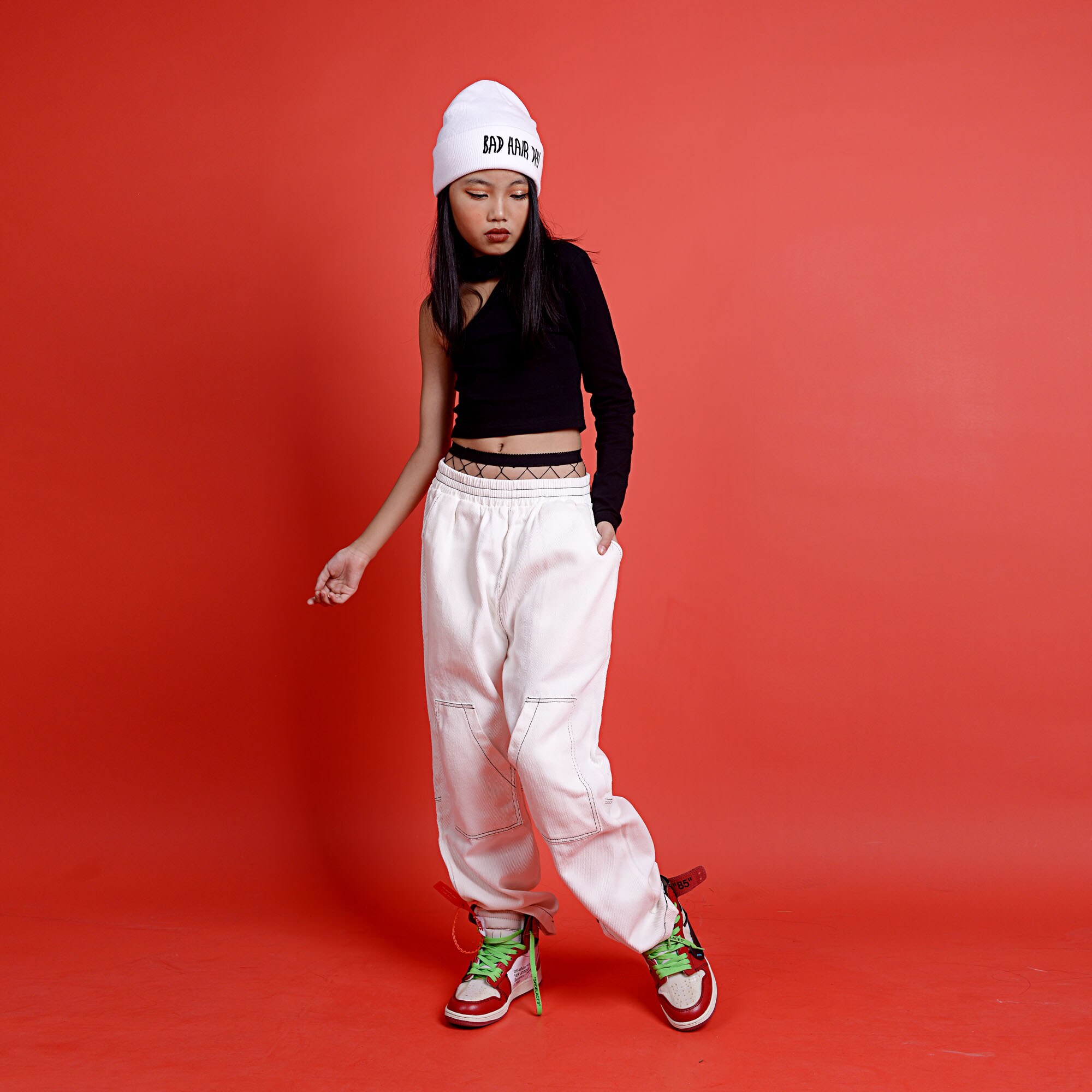 Børns street dance outfits jazz dans kostume piger hip hop tøj enkeltærmet sæt sceneshow dansetøj dqs 2976