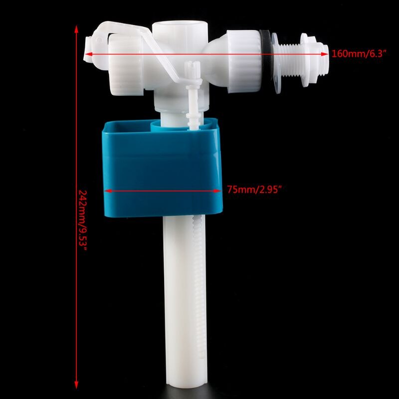 Pro Side Entry Inlet Valve 1/2" Connect For Cistern Brass Shank Single Float Blue & white