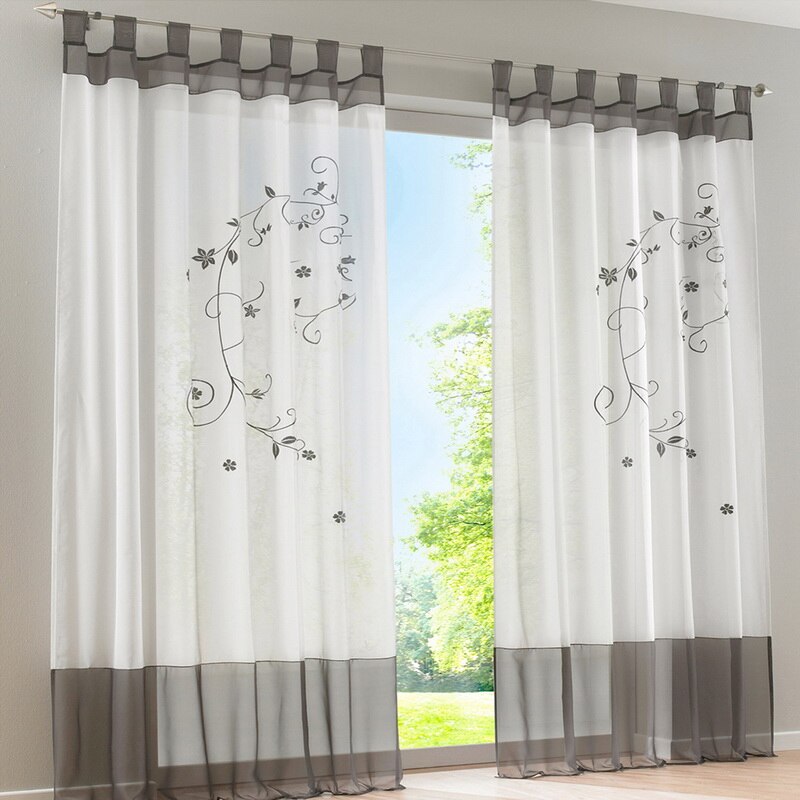 Urijk-rideaux transparents en tulle, rideaux transparents avec motifs floraux, pour fenêtre de chambre à coucher et salon