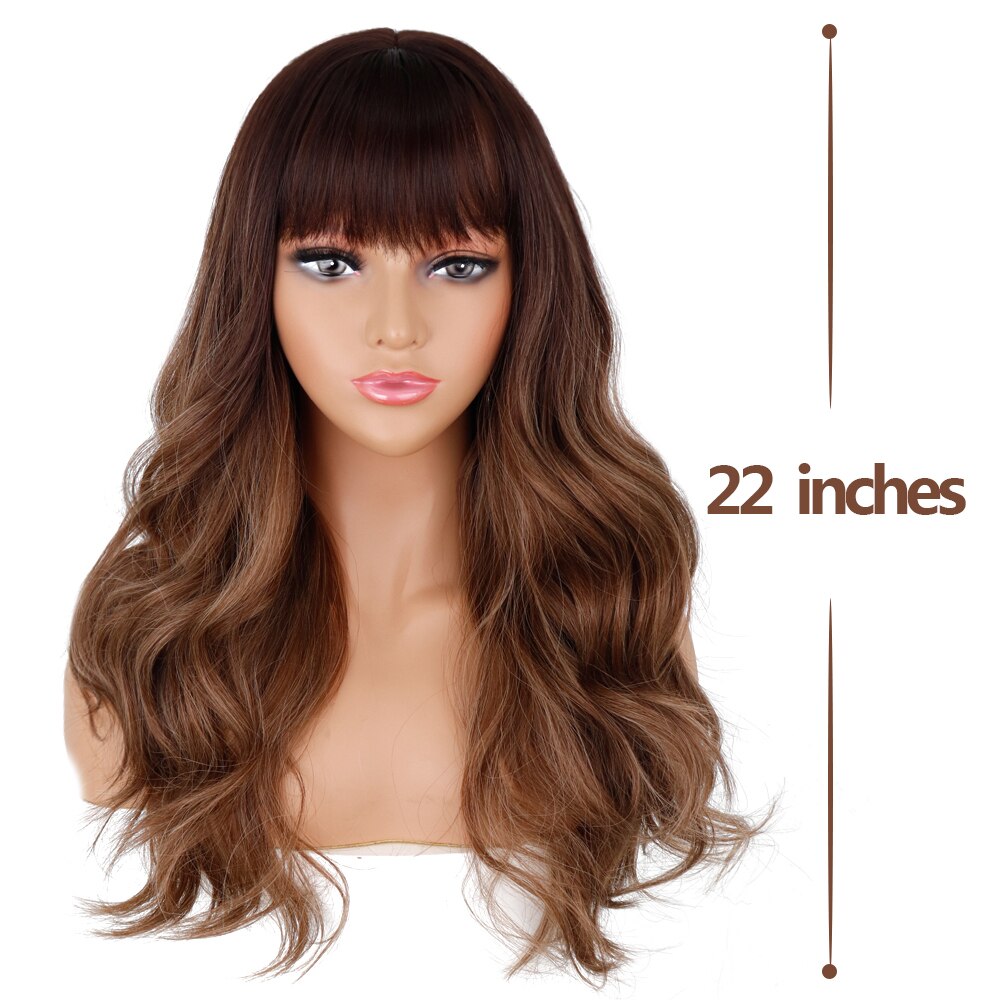 LINGHANG Long Ombre Light Ash Brown Blonde Wavy Wig Cosplay Party Daily Synthetic Wig for Women High Density Temperature Fibre