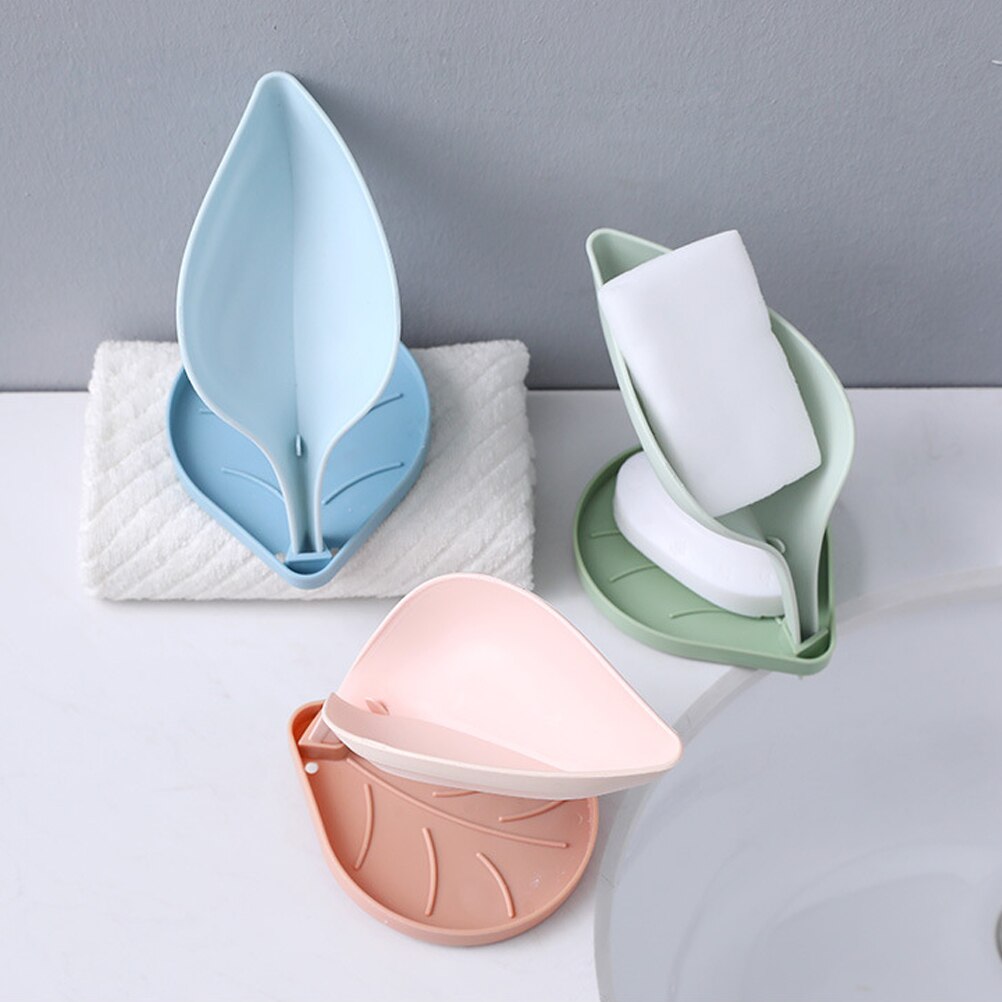 Sink Soap Drain Box Double Leaf-Shaped Soap Holder Free Punch Toilet Bathroom Multifunctional Soap Holder