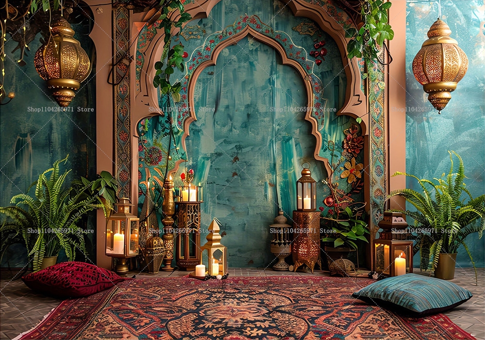 Glad ramadan marocko nattscen bakgrund eid al-fitr dekoration hem islamisk muslimsk festival fest fotobåstillbehör: Xl / Djup safir