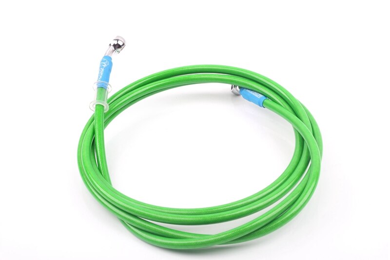 MOSDA Universal 400mm - 2200mm Motorcycle Hydraulic Brake Hose Line Cable 28 degrees 10mm Banjo Pipe Line Braided oil hose: green 220cm