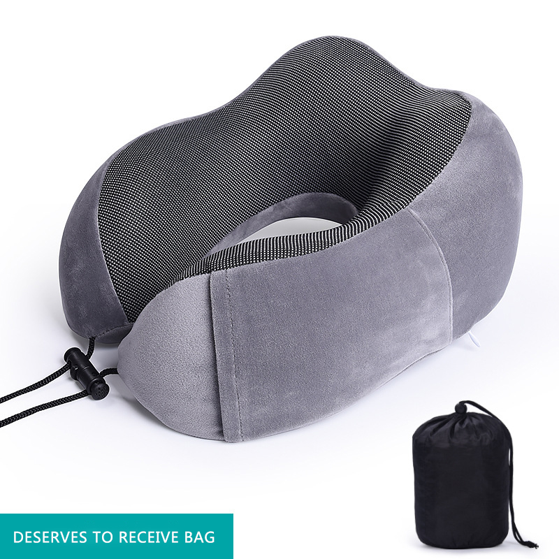 Car U Shaped Memory Foam Neck Pillows Soft Slow Rebound Space Travel Pillow Solid Neck Cervical Healthcare Bedding: Gray Set 1