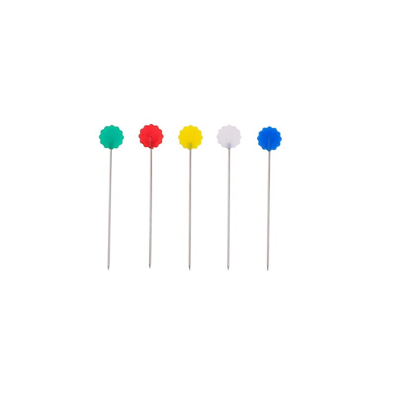 100Pcs Naaien Pinnen Doos Kleurrijke Leuke Platte Kleding Accessoires Bloem Hoofd Pins Head Spelden Voor Naaister Craft Decor