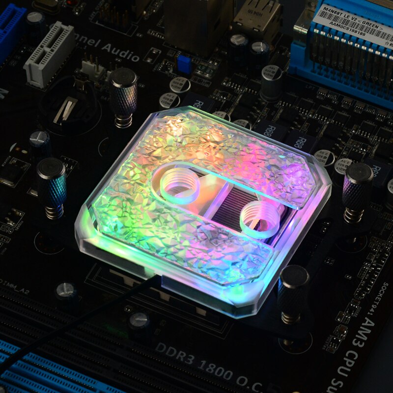 Syscooling Ice Crystal Cpu Water Blok Met 5V Rgb G1/4 Draad Voor Amd Ryzen AM4 Socket