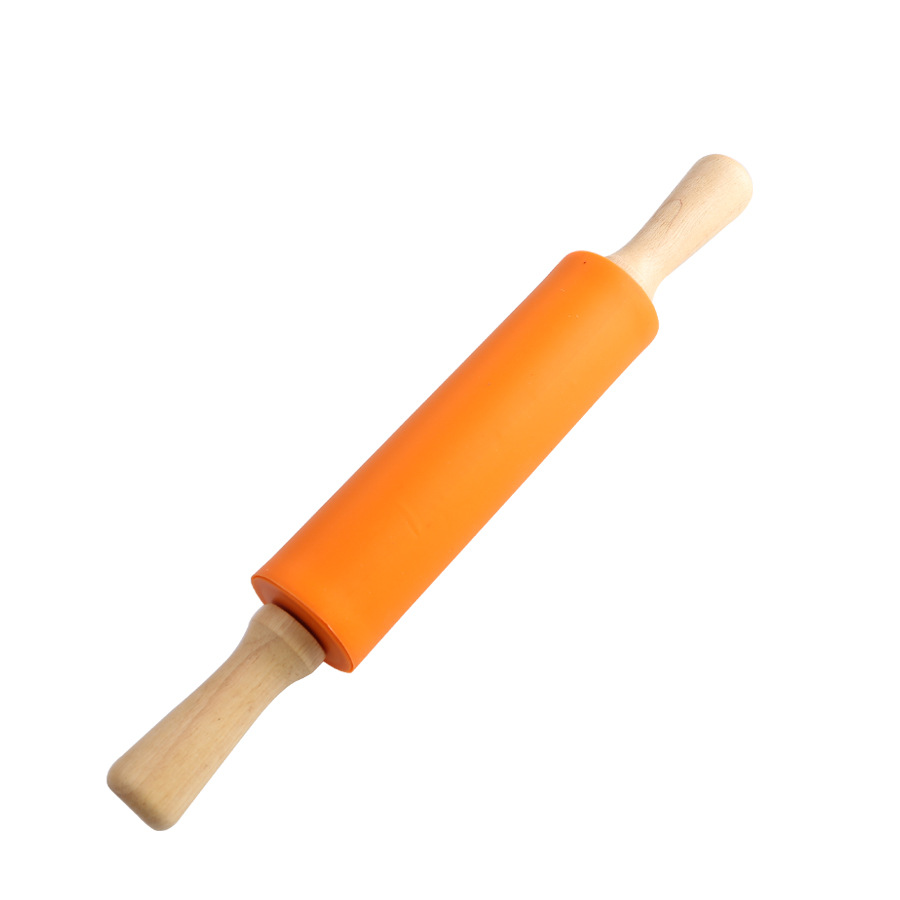 Non-Stick Wooden Handle Pin Pastry Dough Flour Roller Silicone Rolling Pin Kitchen Baking Cooking Tools Christmas Rolling Pin: green