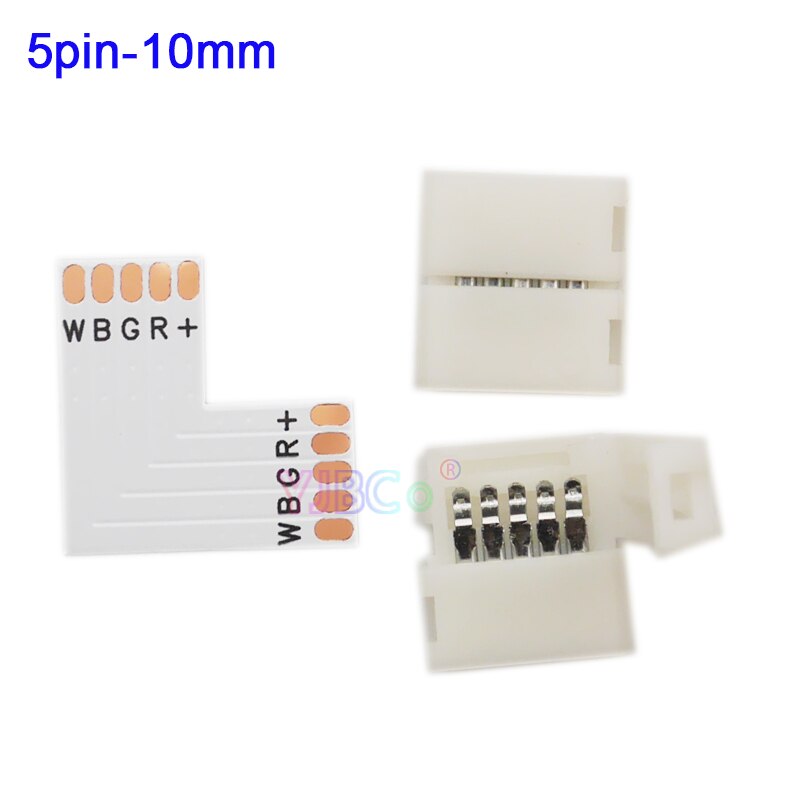 10 stk 2 pin 3 pin 4 pin 5 pin 6 pin l form led stik til tilslutning af hjørne retvinklet rgb rgbw rgbww 2811 2812 5050 led strip: 5 pin 10mm sæt