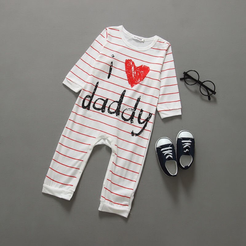 1 stuk Set Baby Footies Baby Meisje Kleding Jongen Jumpsuits Mama Papa Letters Sterren En Gestreepte Katoenen Kleding