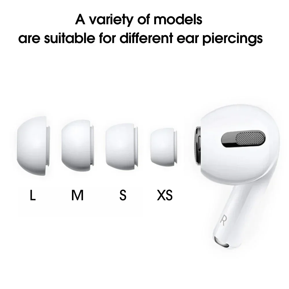 Almohadillas de repuesto para AirPods Pro 1st 2nd, almohadillas de goma de silicona, tapa de auriculares, accesorios de Gel XS/S/M/L, color blanco