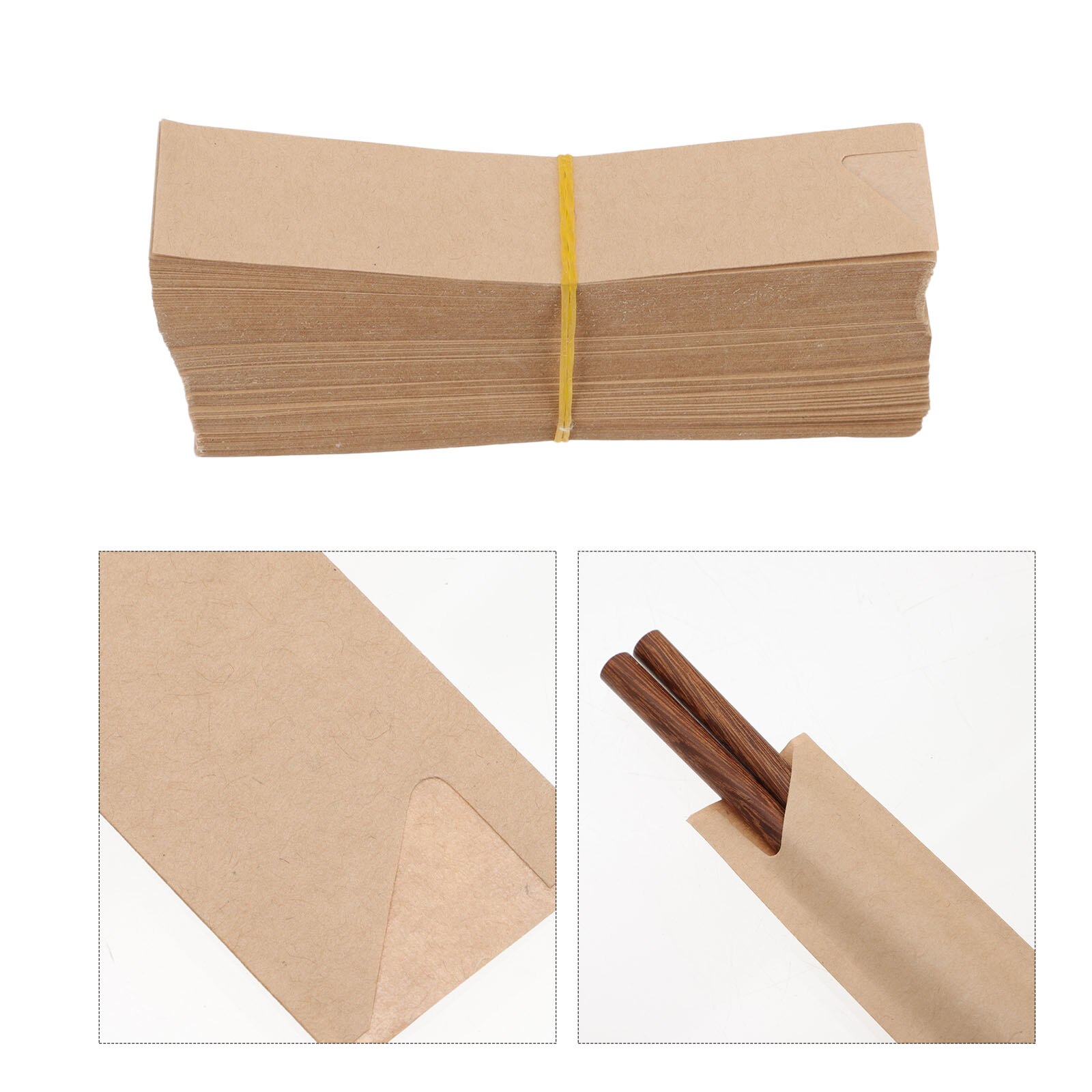 200Pcs Bag Kraft Chopsticks Pouch Chopsticks Accessory Chopsticks Packet Chopsticks Bag for Home Restaurant Dinner Cutlery