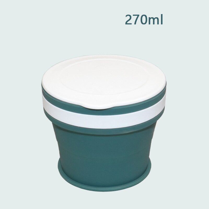 170/270/350ml Folding Silicone Draagbare Siliconen Telescopische Drinken Inklapbare koffie cup vouwen silica cup met Deksels reizen: 270ml Dark Green