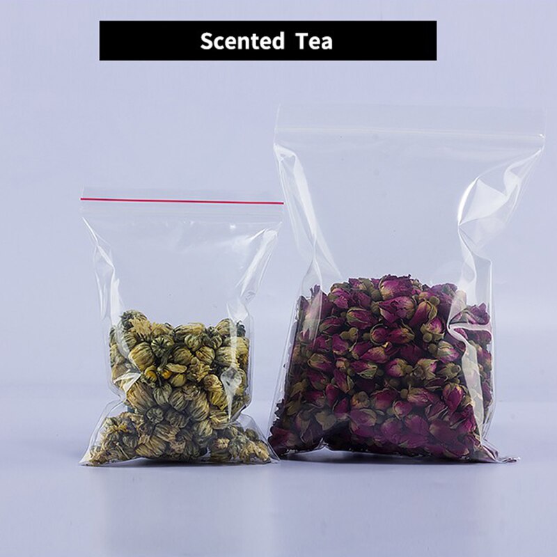 100pcs Transparent Ziplock Bag Reusable Transparent Jewelry / Food Storage Bag Kitchen Bag Transparent Zipper Bag