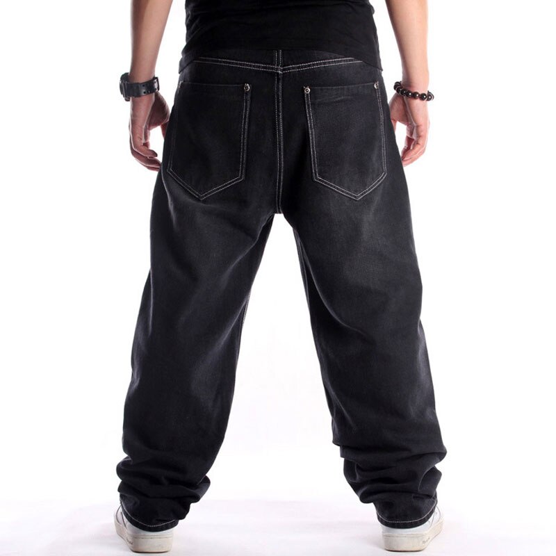 verlieren Jeans Männer Denim Breite Bein Hosen Gerade ausgebeult Harem Straße Hüfte hüpfen Schwarz Skateboard Schlauch Größe 30 - 46