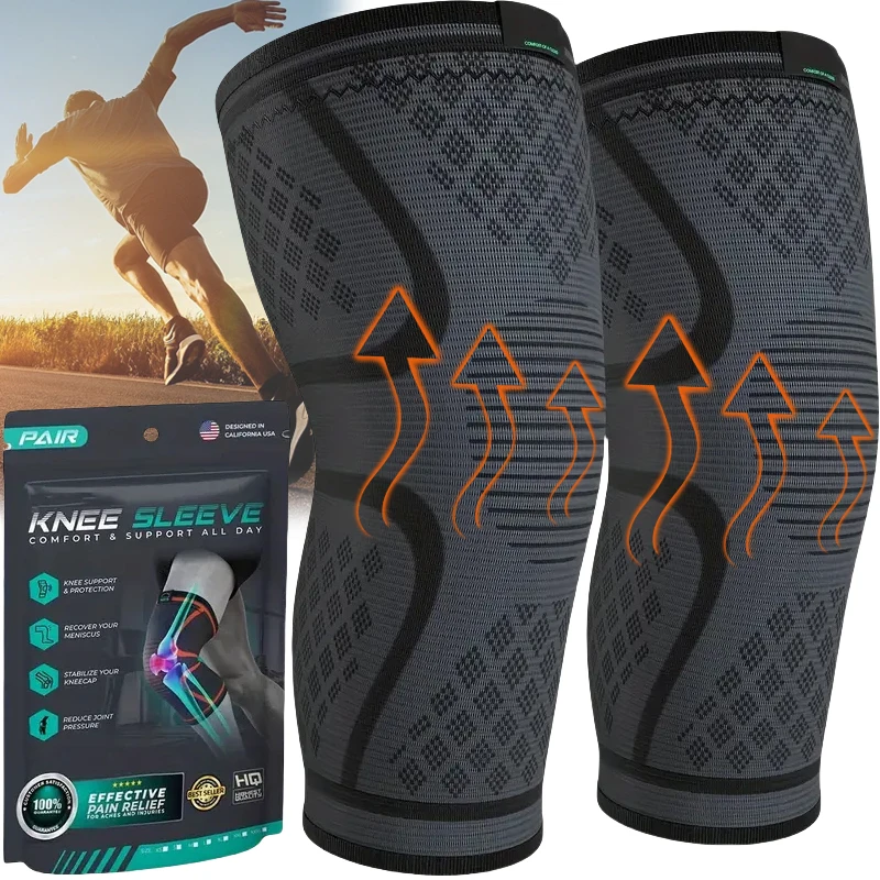 Kniebandage, Knie-Kompressionsmanschette für Knieschmerzen, Laufen, Gewichtheben, Kniebandagen, Unterstützung, atmungsaktiv, für Arthritis, Sport, Fitnessstudio