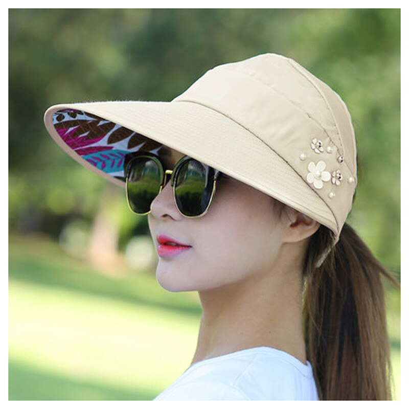 Chapeau de soleil à la mode pour femmes, chapeau de soleil décontracté pliable anti-ultraviolet, disquette, chapeau de plage extérieur pour femmes