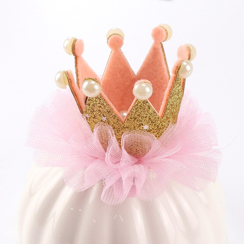 Children&#39;s crown princess flower bud silk hair clips for girls baby hair accessories kids headwear hairpin: Yellow