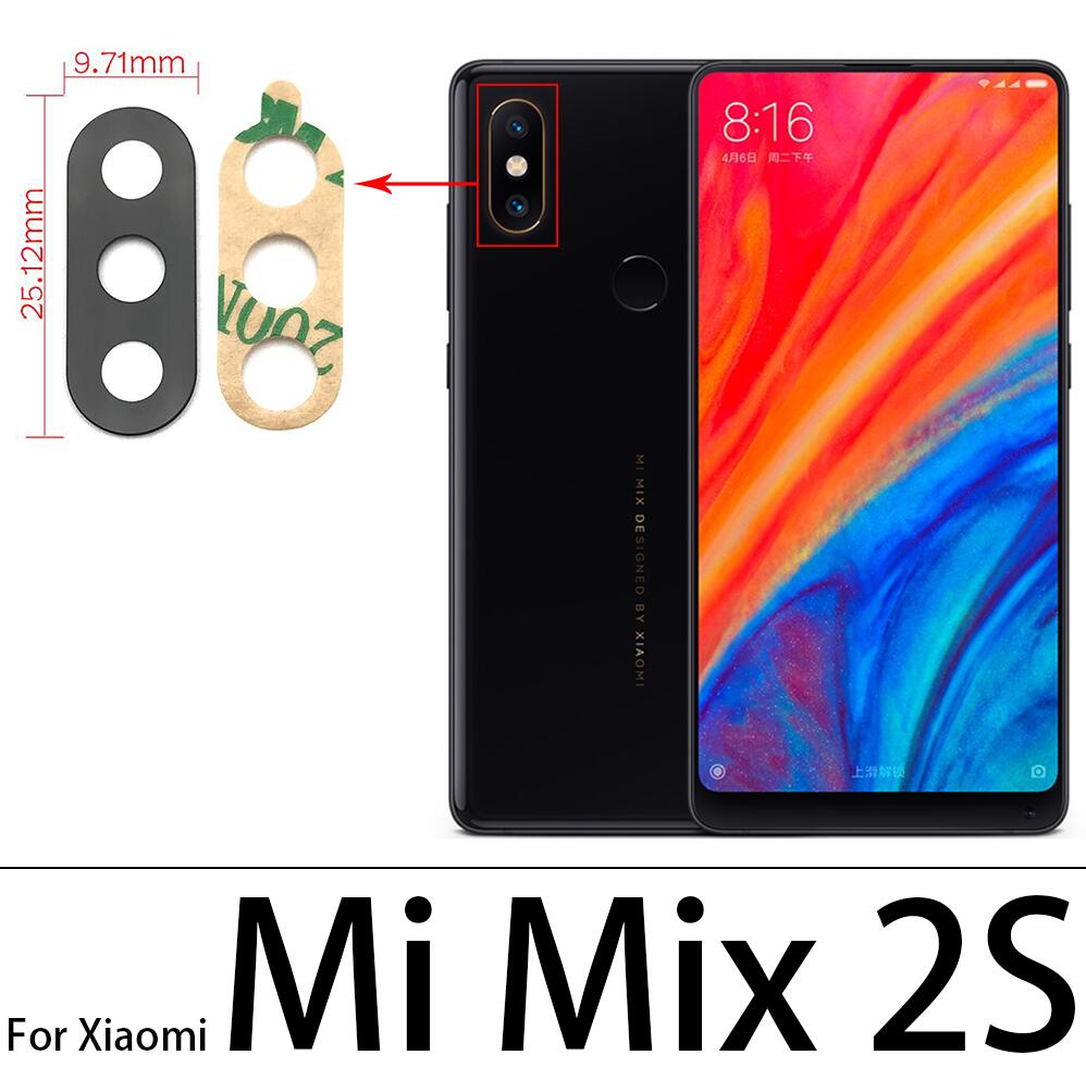 Back Camera Glass Cover Lens With Sticker For Xiaomi Mi A3 A1 A2 10T Lite Max 3 2 Mix 3 2S 2 10 Ultra Redmi Note 6 7 10 Pro 10S: For Mi Mix 2S