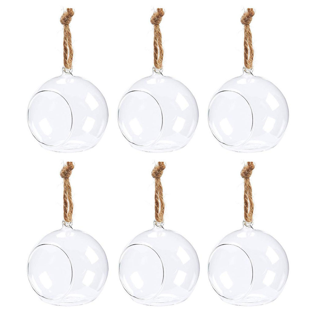 Transparent Clear Glass Flower Plant Stand Hanging Vase Planter Terrarium Container Home Garden Office Room Pretty Decorations:  6X80MM 