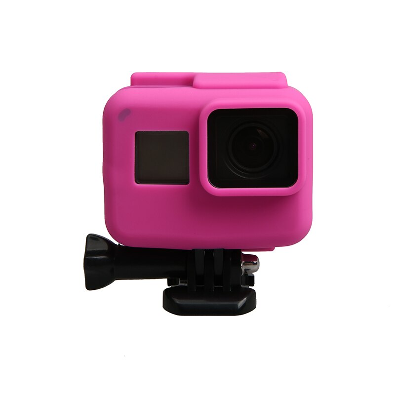 Anti-ripe silikon gel kamera beskyttende deksel skallhus for gopro hero 5 6 7 action kamera go pro tilbehør: Rosenrød