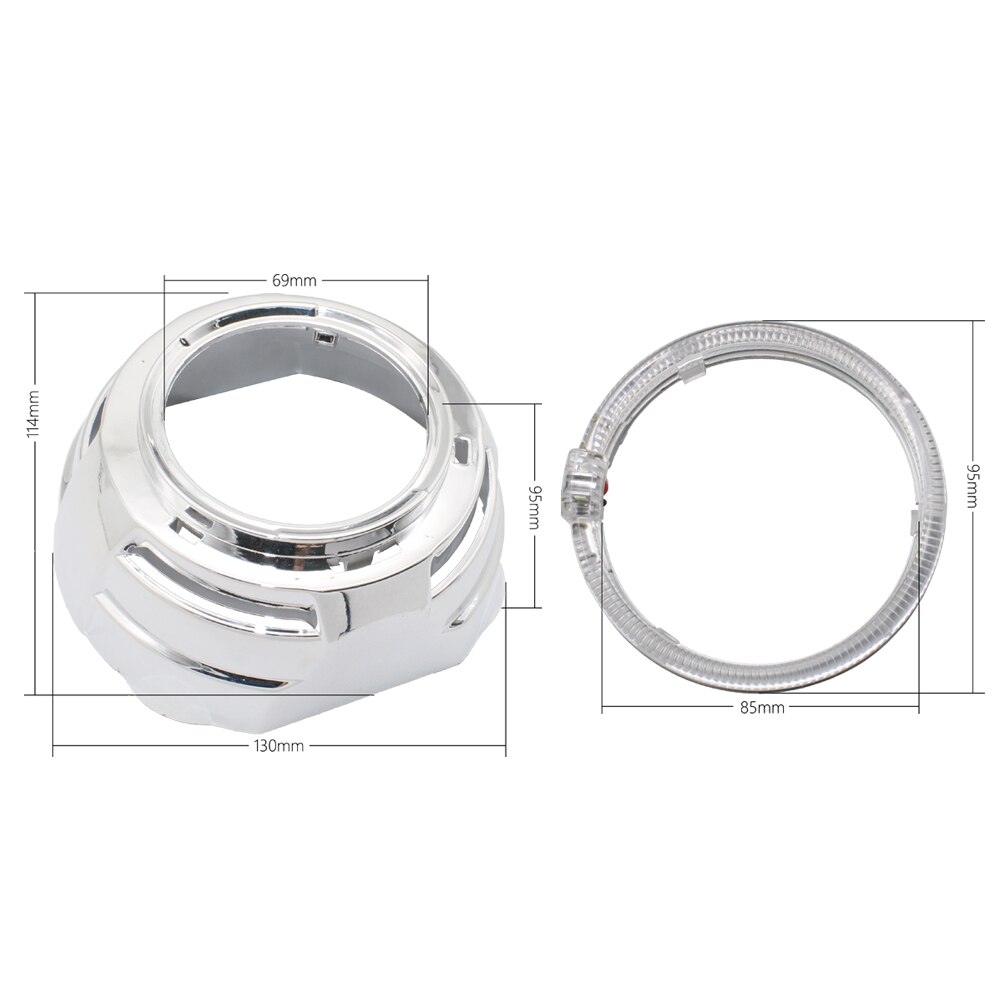 TAOCHIS 3.0 inch Bi-Xenon Projector Lens Shroud With Light Guide Angel Eyes Headlights for bi led Projector Lens