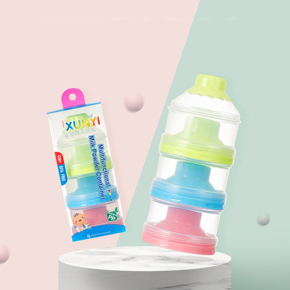 Three Grid Portable Milk Powder Bottle Formula Dispenser Food Container Box Baby Feeding Box Food Storage Box