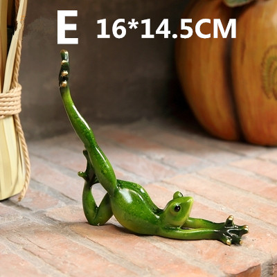 Resin Yoga Frog Green Garden Decoration Miniature Statues: E