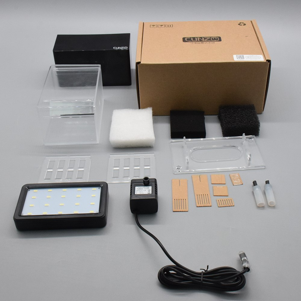 Usb akvarie akvarium mini plast akvarium bærbar desktop aquaponic akvarie fiskeskål med vandfiltrering led stille