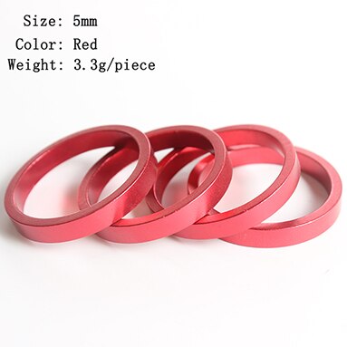 SMLLOW 5/10mm Bike Vork Fine-tuning Wasmachines Aluminium 6 pcs Fiets Ringen Stem Spacers Fiets headset Verhogen Stuur Onderdelen: 5mm Red