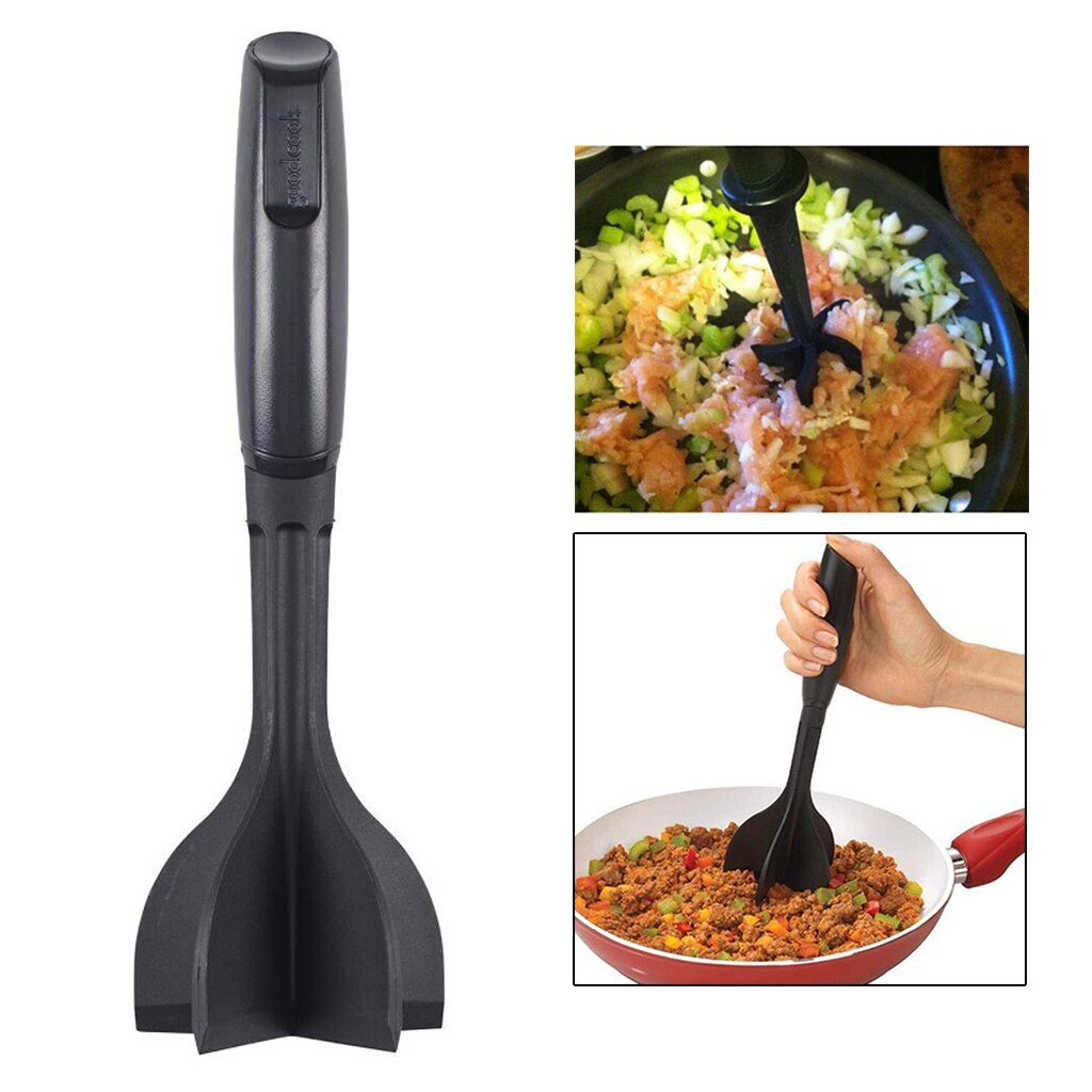 Hittebestendige Vlees Chopper Stamper Smasher Voor Hamburger Vlees Grond Rundvlees Voedsel Chopper Gebruiksvoorwerp Grond Rundvlees Chopper: Black B