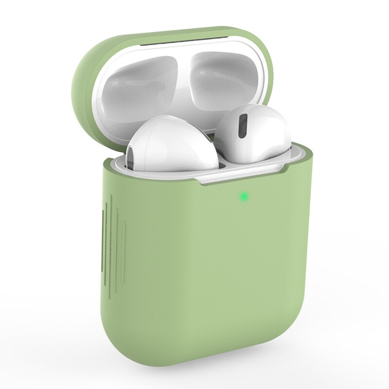 Mini Soft Silicone Case For Apple Airpods Shockproof Cover For Apple AirPods Earphone Cases for Air Pods Protector Case: Matcha green