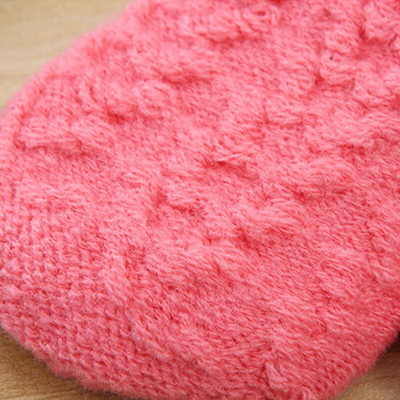 Kind Warme Handschoenen Winter Outdoor Effen Kleur Volledige Vinger Handschoenen Kids Pluche Dikker Wanten Unisex Meisjes Jongens Gebreide Handschoenen