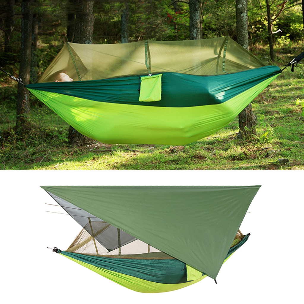Outdoor Camping Hammock Swing Sleeping Tent Bed with Mosquito Bug Net and Waterproof Fly Tarp for Hiking Yard Backpacking