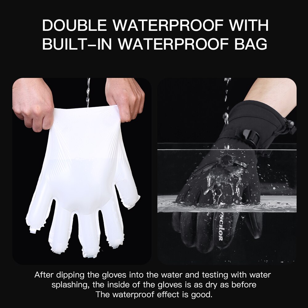 Guantes de esquí impermeables para hombre y mujer, manoplas térmicas para Snowboard, resistentes al viento, resistentes al agua, guantes de nieve para exteriores para invierno