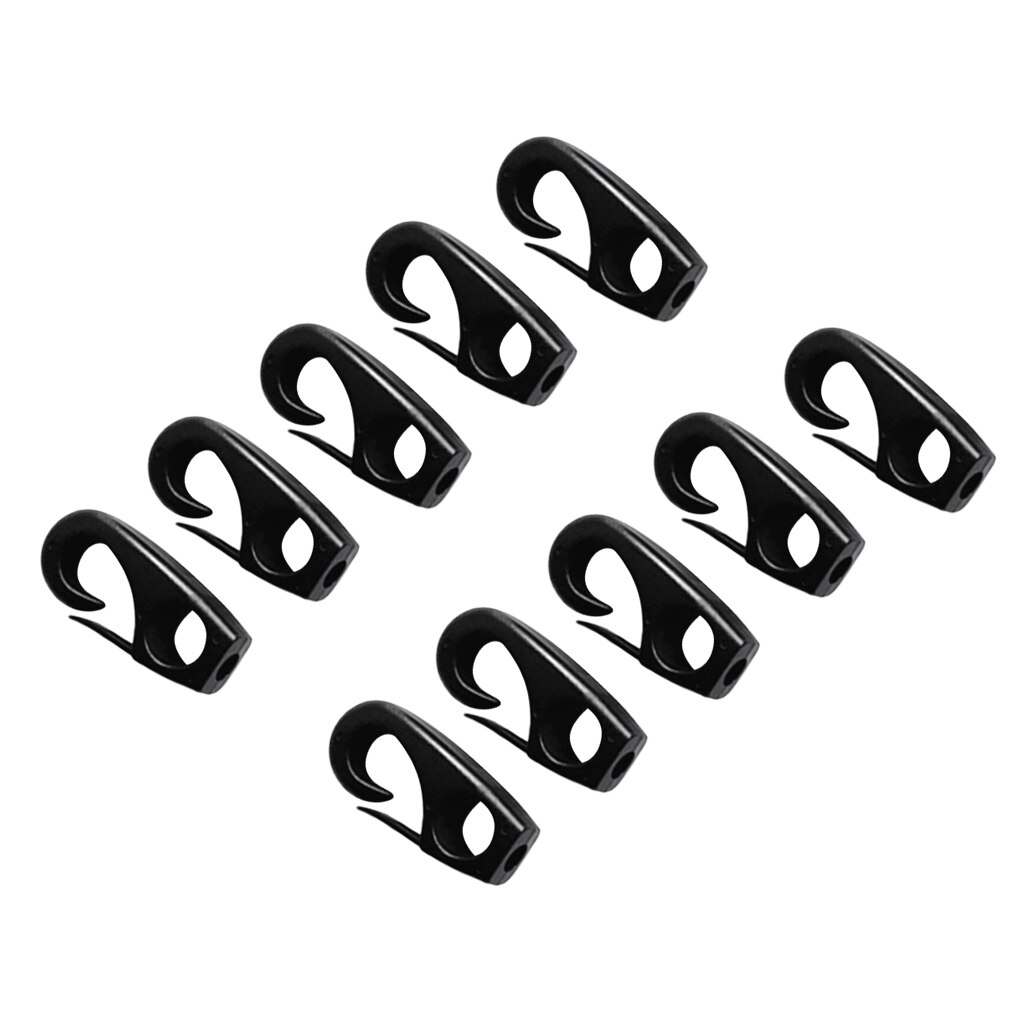 10 Stuks Zwart Plastic 7Mm Elastische Bungee Touw Shock Cord Haken Voor Bevestiging Zeildoek, Banner, Cover, kajak