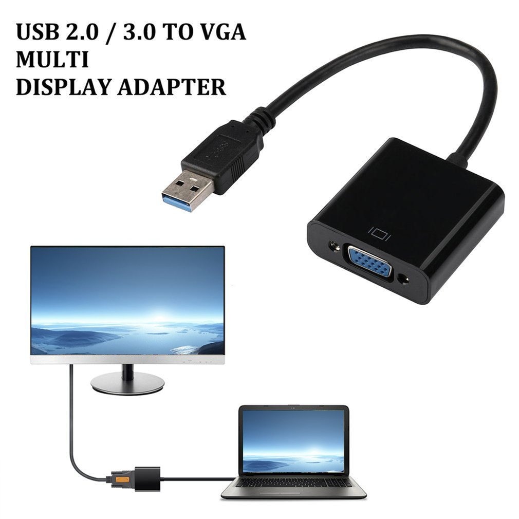 USB To VGA Adapter USB 2.0/3.0 to VGA External Video Card Multi Display Converter for Desktop Laptop PC Monitor Projector