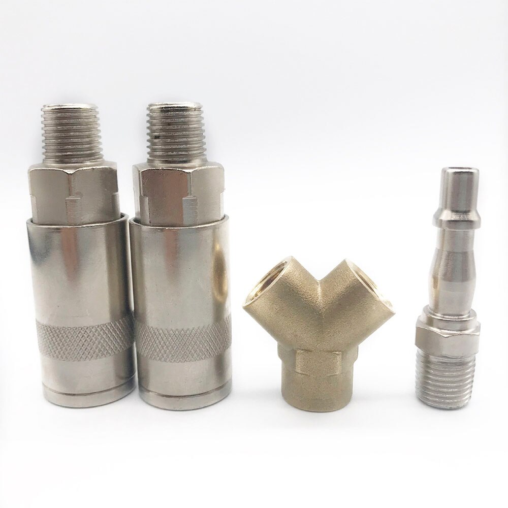 3 Way Quick Release Y Splitter Connector 1/4 Pt Mm Uk Standards Compatible With The Standard Range Of Adaptors For Air Lines