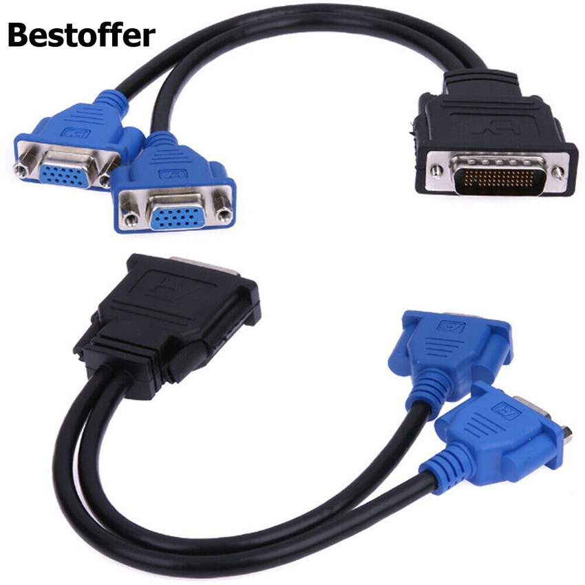 DMS-59 Pin Male to Dual VGA Female Y Splitter Video Card Adapter Cable 25CM