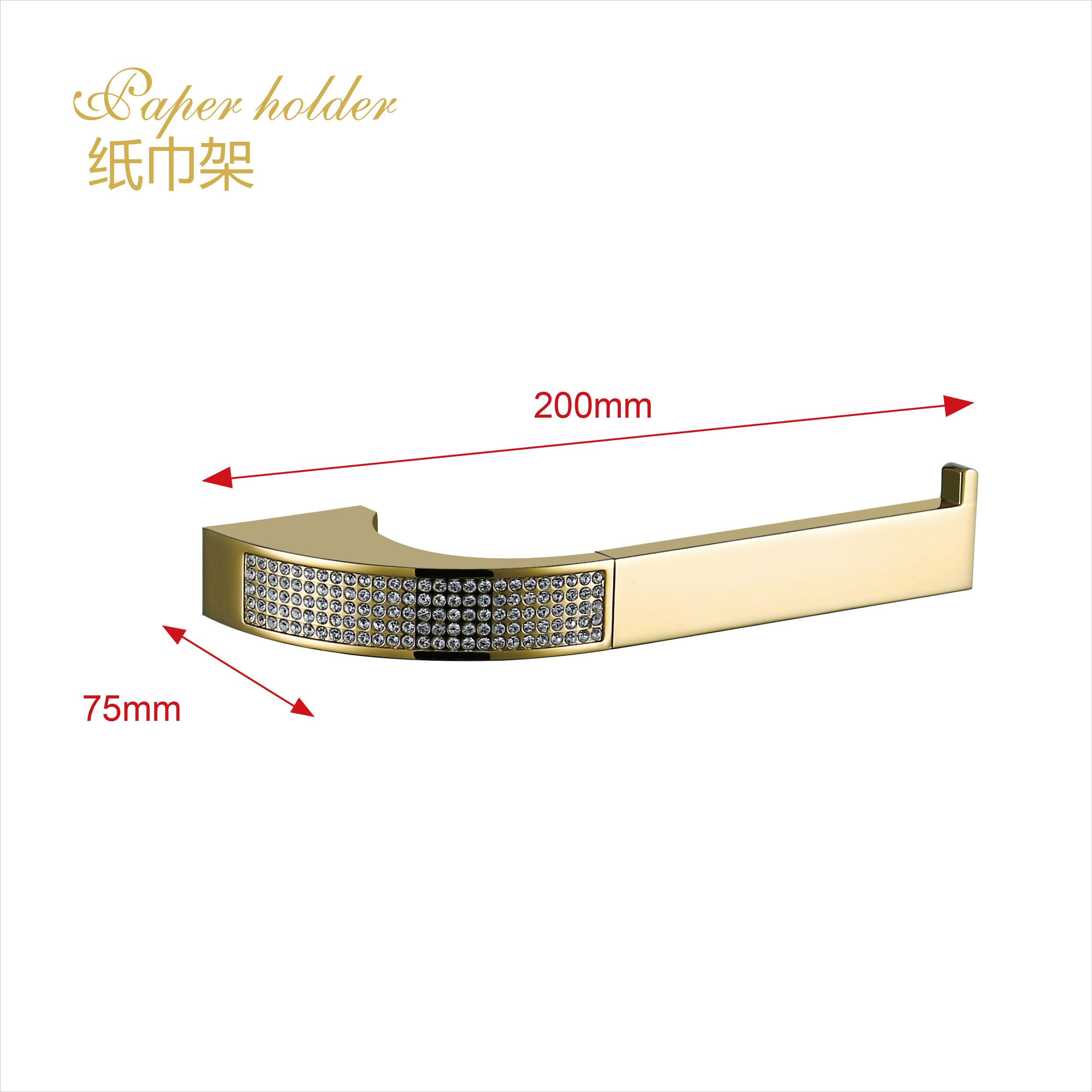 Messing guld badeværelsestilbehør sæt tandbørsteholder metal sæbeskål poleret med krystal badeværelsessæt 5 stk skåret glaskrog: Bad -3