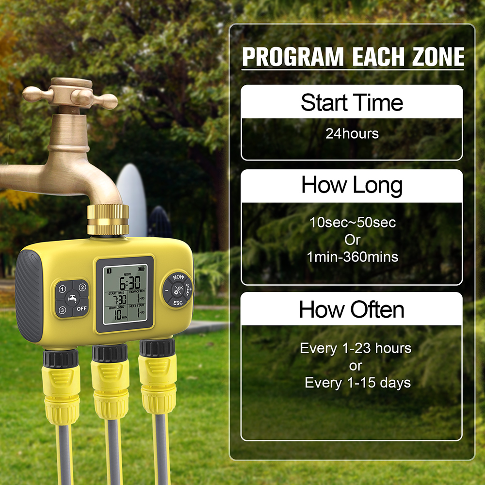 Automatischer Bewässerungstimer für Gartenpflanzen, intelligenter Bewässerungs-zeitliche Koordinierung-Regler für Höhle Außenbereich, programmierbares Bewässerungssystem mit 1/2/3 Ausgängen