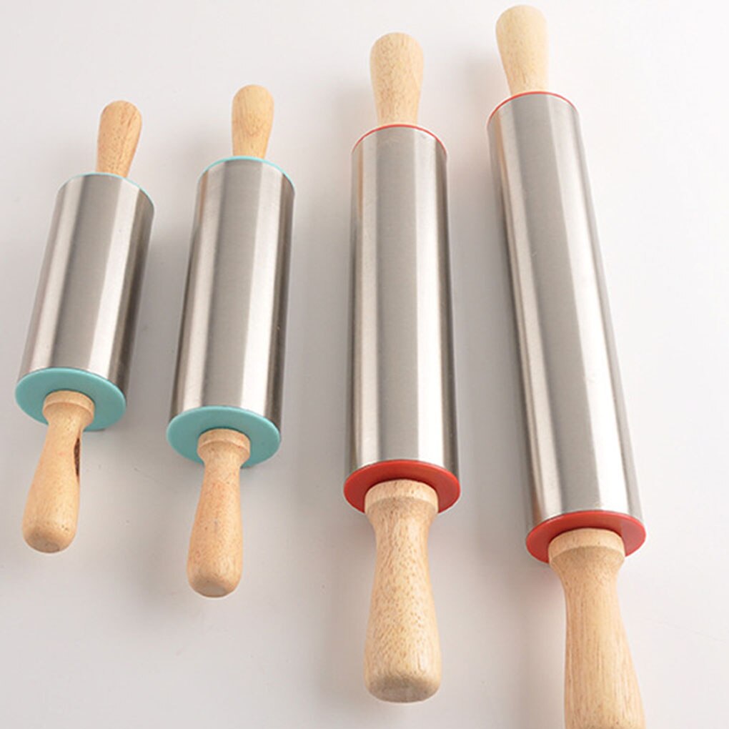 Stainless Steel Roller Rolling Kitchen Cookie Pastry Pasta Pizza Bakery Dough Roller Cooking Baking Tool