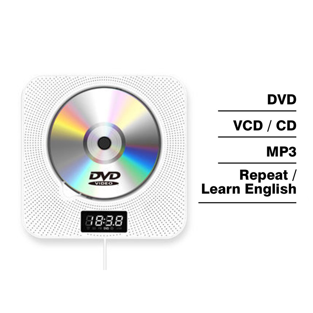 Reprodutor de DVD/CD Montado na Parede com Controle Remoto Bluetooth, Rádio FM Estéreo, Música HiFi e Alto-falante Integrado para TV e Casa - Dropshipping