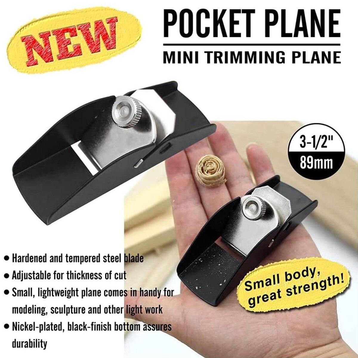 Woodworking Planer Mini Smoothing Wood Trimming Plane Adjustable Flat Bottom Hand Planer for Wood Craft Processing Carving