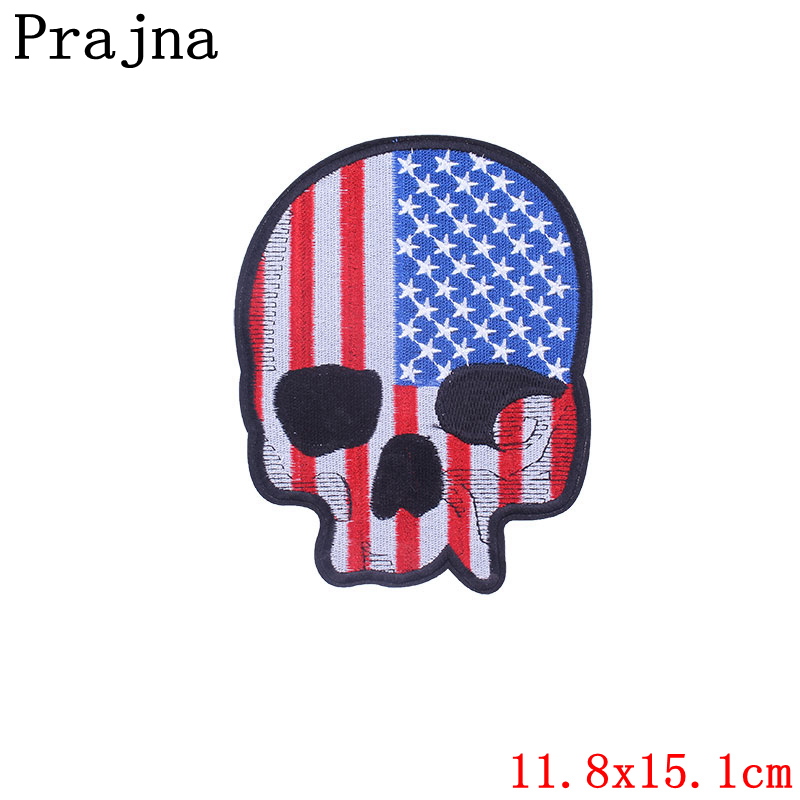 Parches de motociclista Punk para ropa, parches bordados con alas de calavera para ropa, pantalones vaqueros, chaqueta, apliques, insignias de parche para motocicleta: Cobre