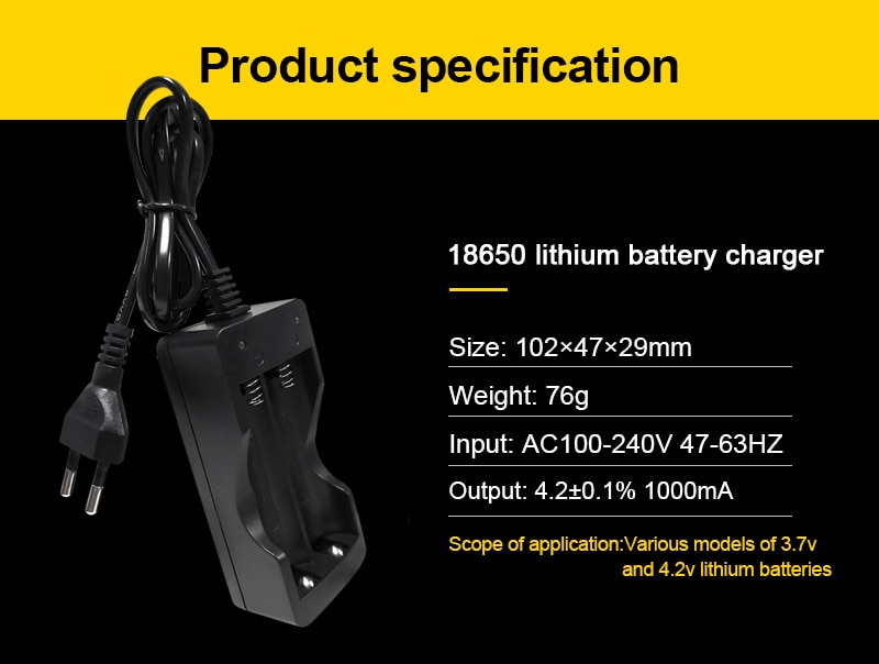 VOXLINK 18650 chargeur de batterie EU 2 fentes chargeur de batterie Rechargeable Li-ion de charge intelligente