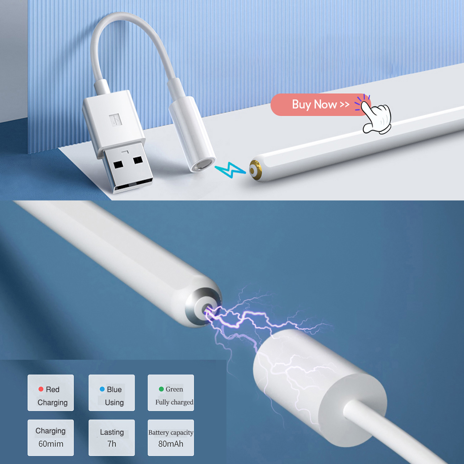 Stylus Pen for iPad Pens for Apple Pencil 1st / 2nd Gen with Sensitivity Tilt Palm Rejection Crayon for iPad