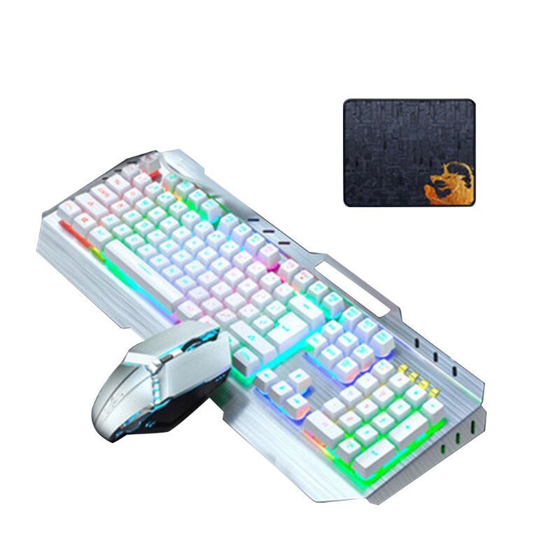 Gaming Keyboard Mouse Set Backlight Wired USB Ergonomic Mechanical Feel Gamer RGB Keyboard 104Keys for Tablet Desktop: 6