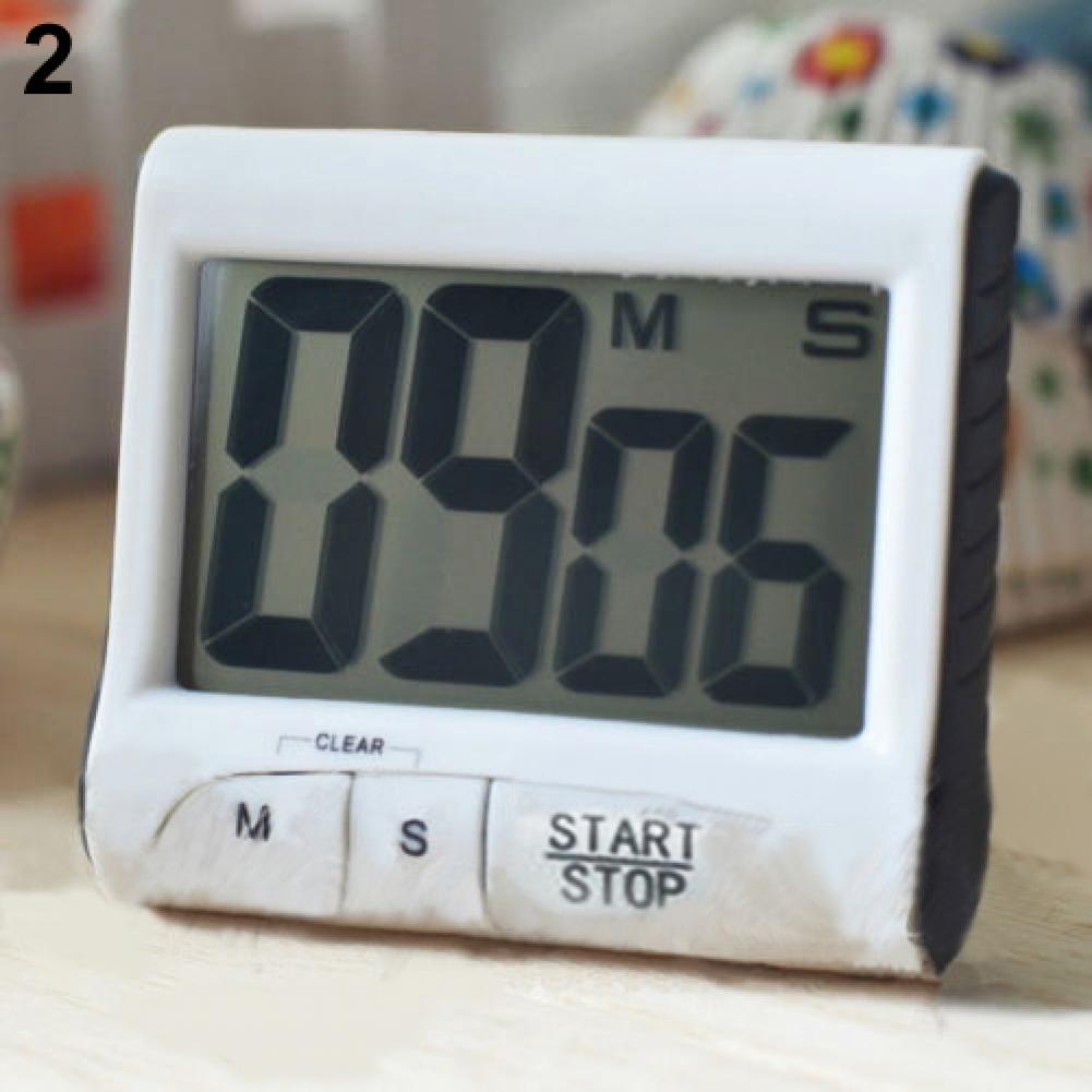 Large LCD Digital Screen Kitchen Timer Bell Count-Down Back Stand Clock Loud Alarm
