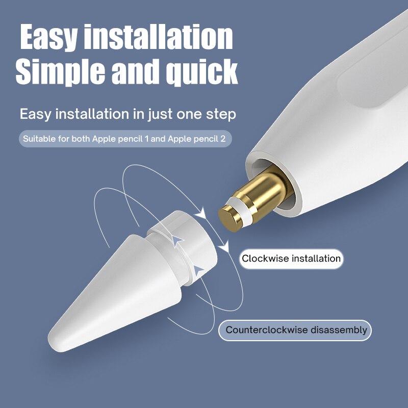 Pencil Tips for Apple Pencil 1 2, Double-Layered Paperfeel Damping Noise Reducing Apple Pencil Nib Replacement 애플펜슬 펜촉