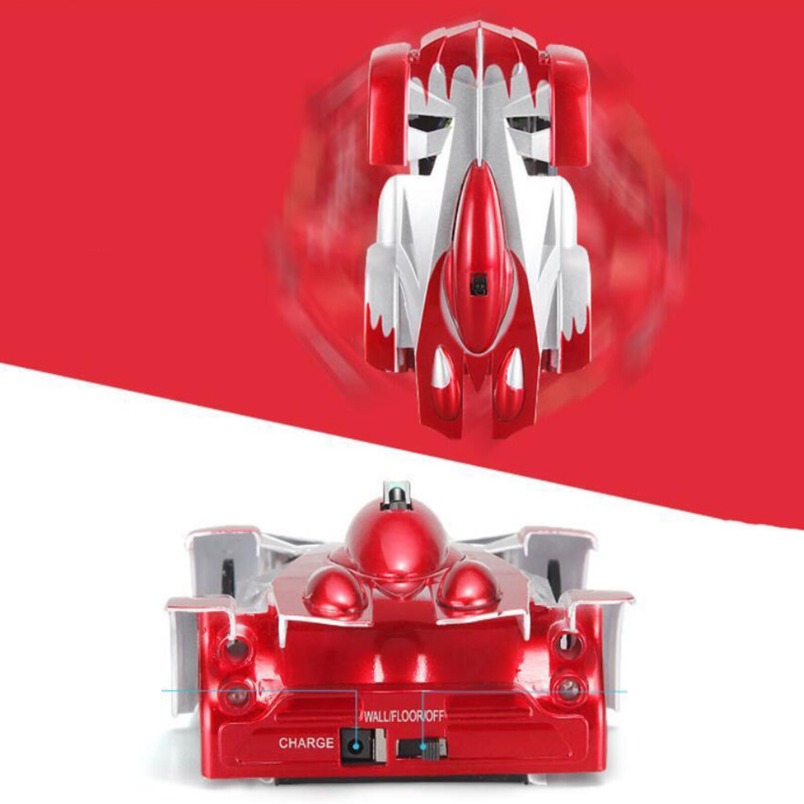 Wall Climbing Car RC 360° Rotating Electric Toy Age 3+: red